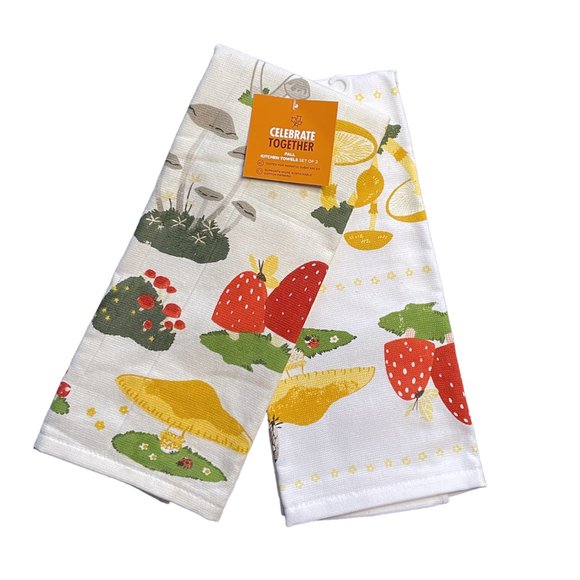 Kohl's Kitchen Kitchen Towels Set Of 2 Colorful Mushroom Design Nwt